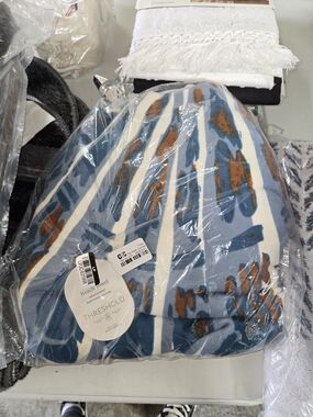 Threshold Blue & Rust Striped Jumbo  Beach Towel